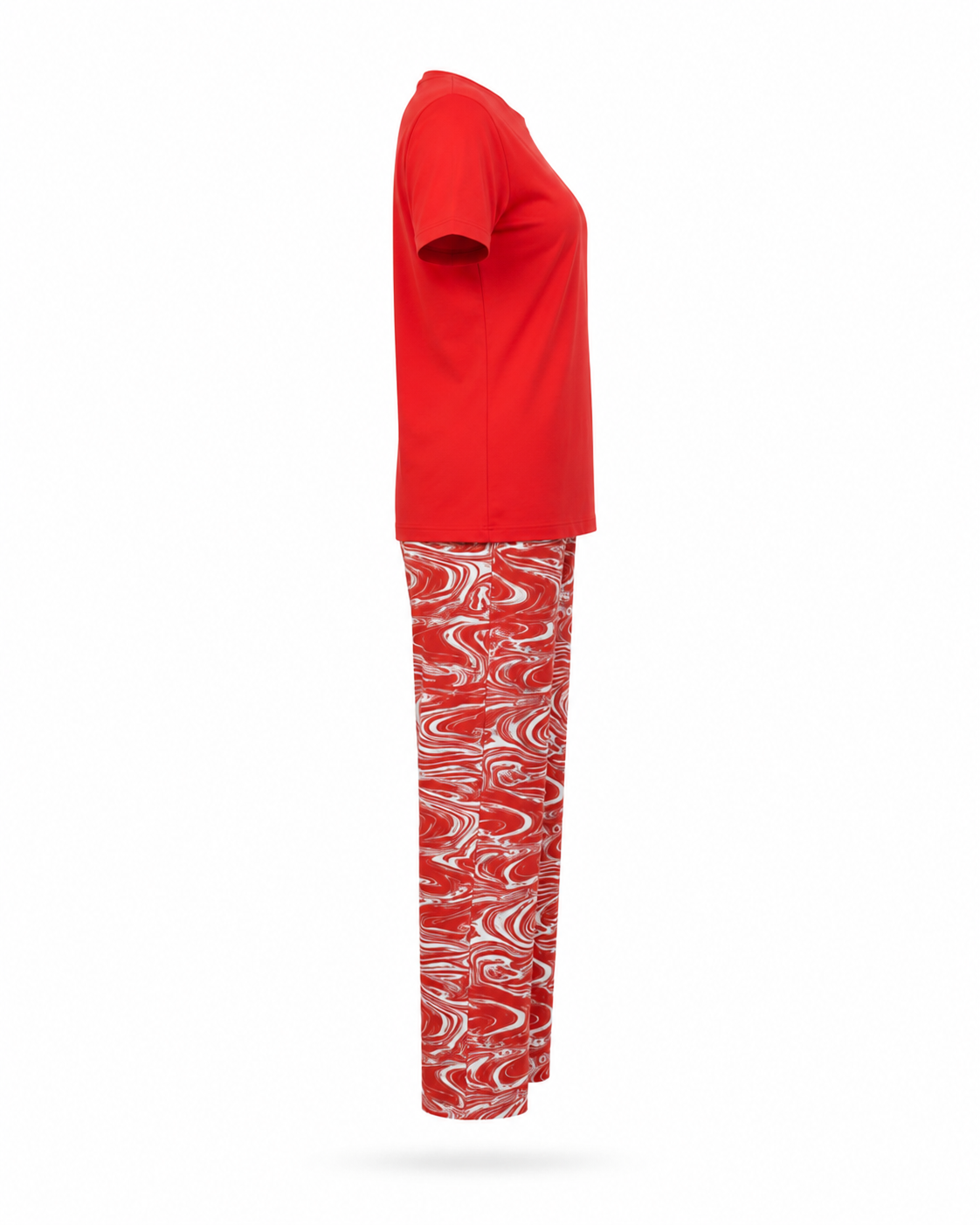 Zohroze Red T-Shirt & Swirl Print Pajama Set