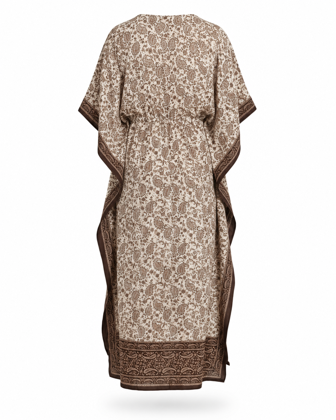 Zohroze Brown Border Paisley Kaftan Maxi Dress