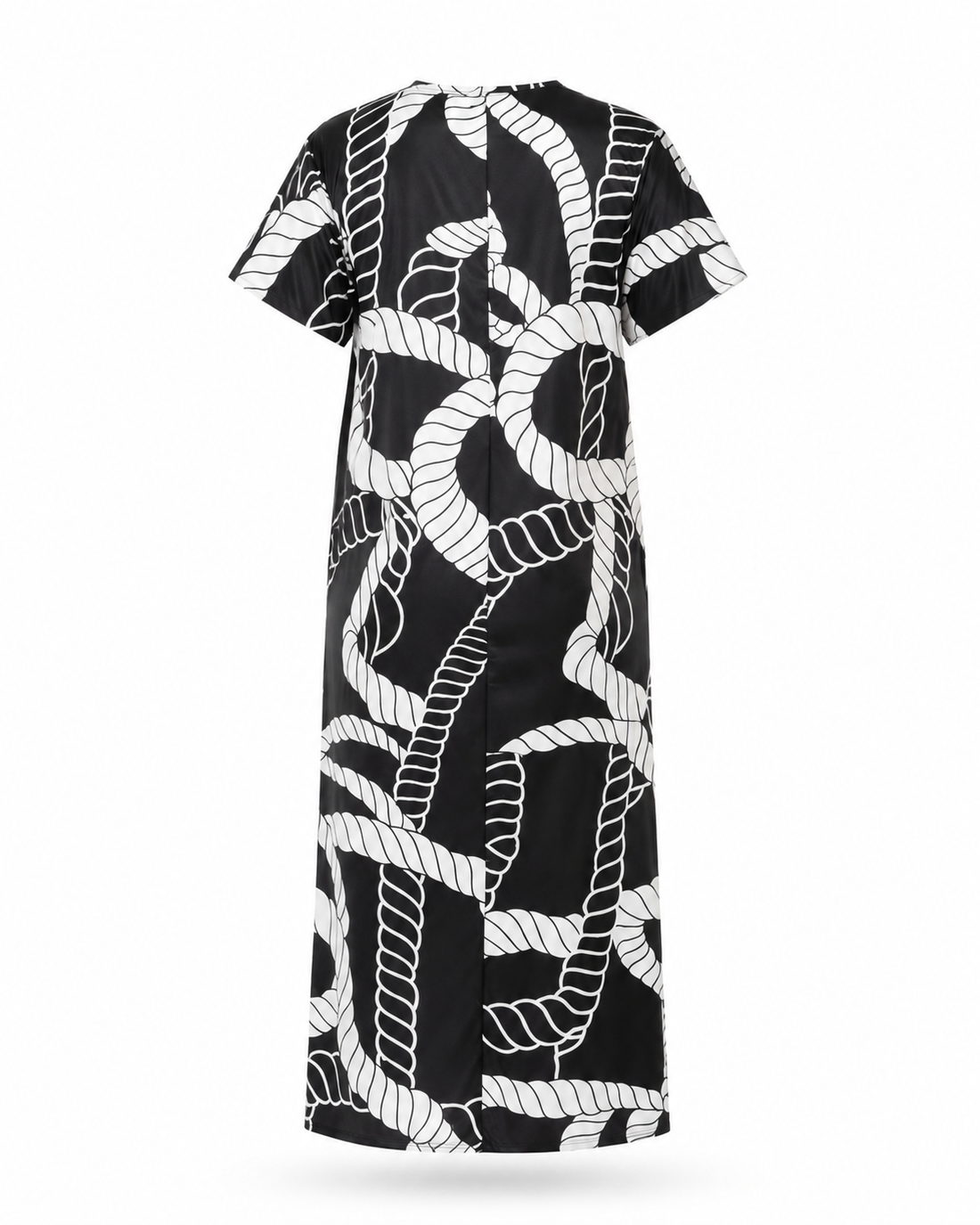 Zohroze Black & White Rope Print Satin Nightgown
