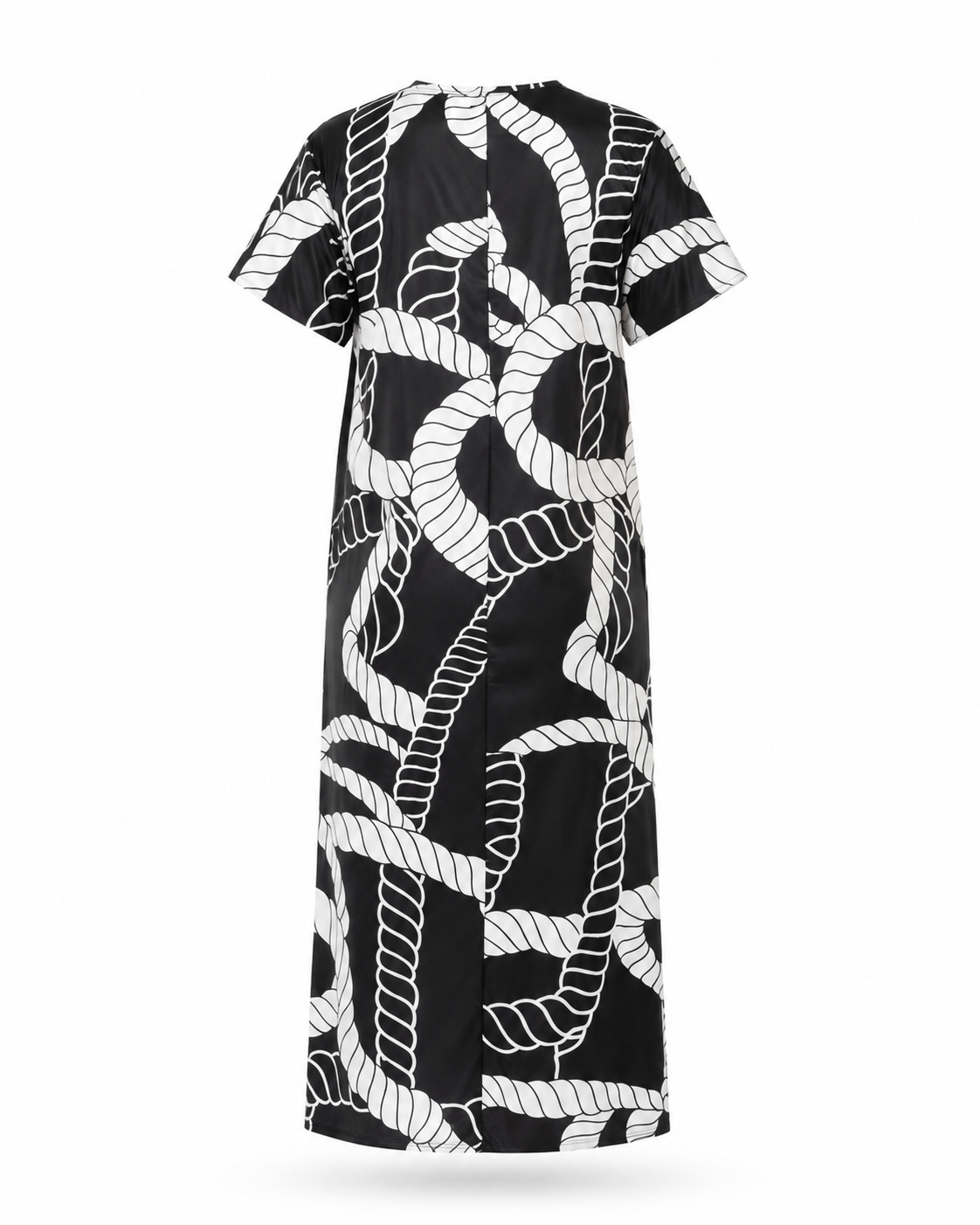 Zohroze Black & White Rope Print Satin Nightgown