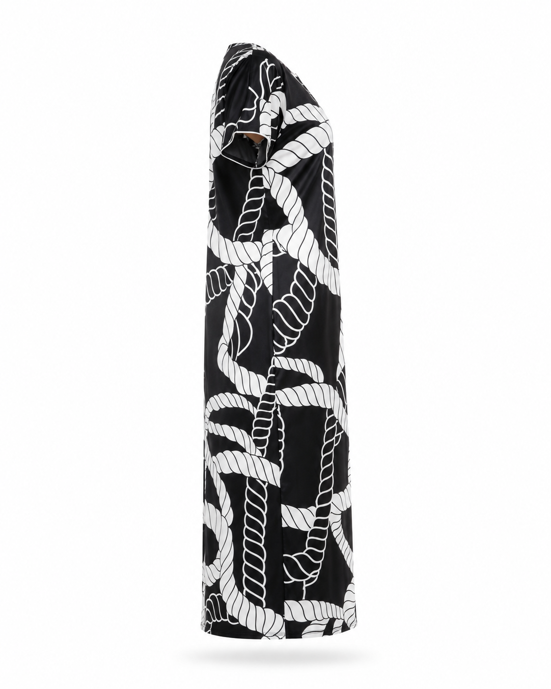 Zohroze Black & White Rope Print Satin Nightgown