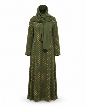 Zohroze Emerald Green Botanical Embroidered Abaya