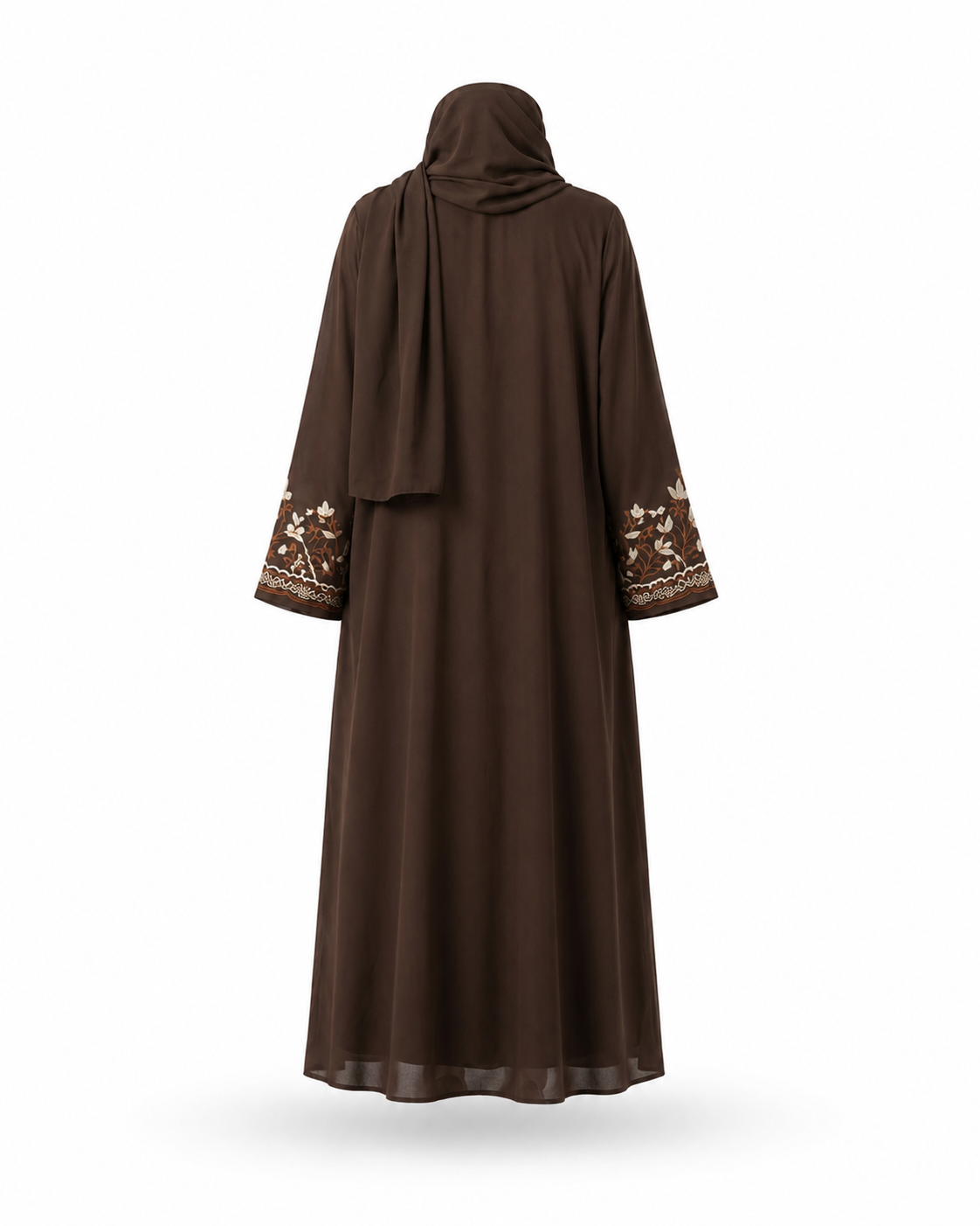 Zohroze Chocolate Embroidered Nida Abaya