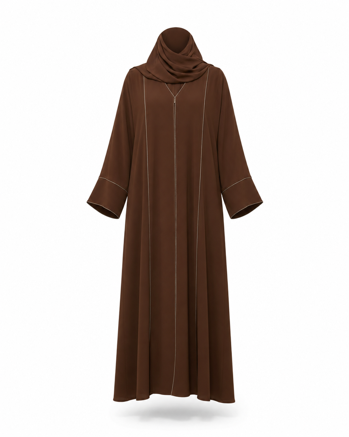 Zohroze Deep Cocoa Panel Abaya