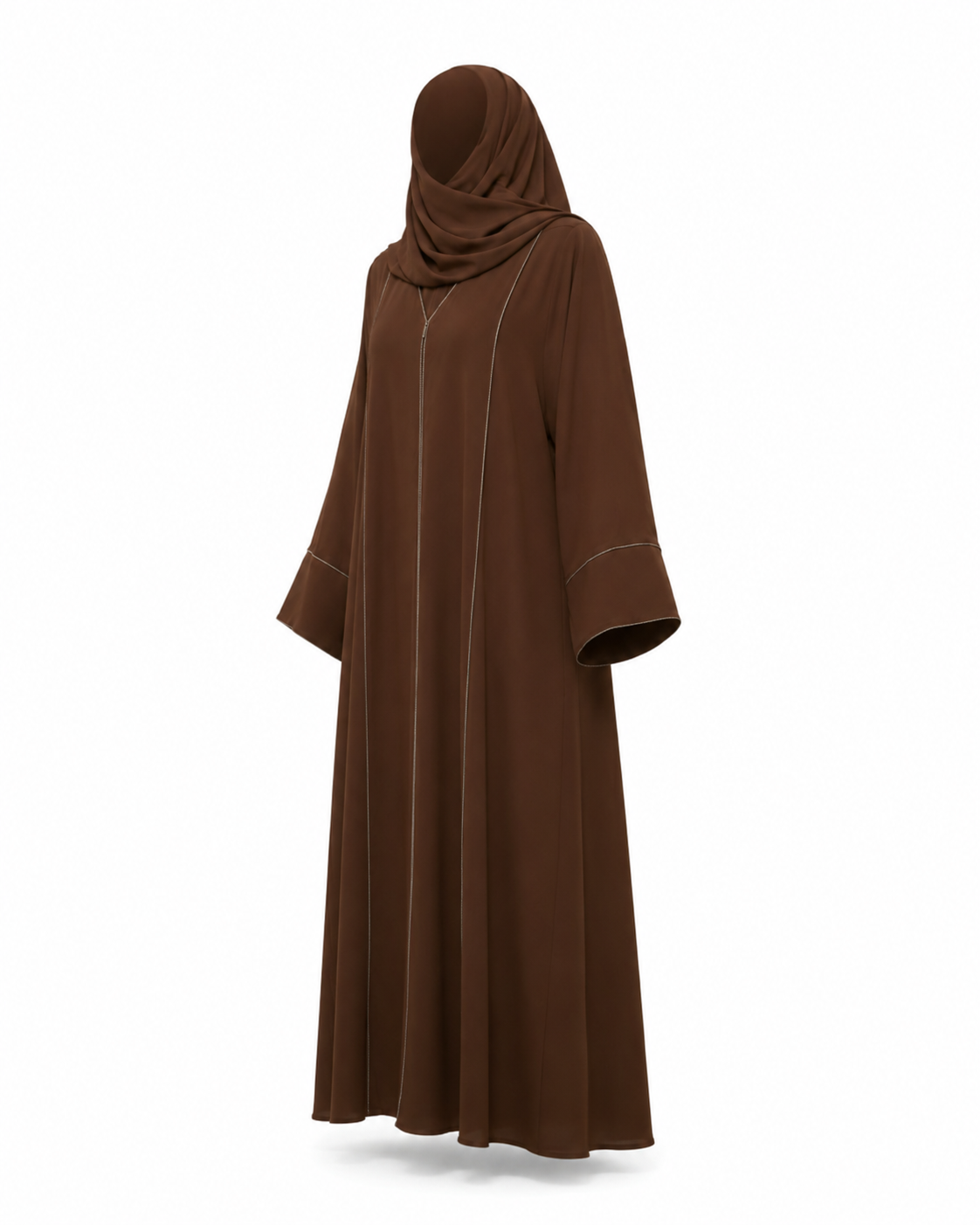 Zohroze Deep Cocoa Panel Abaya