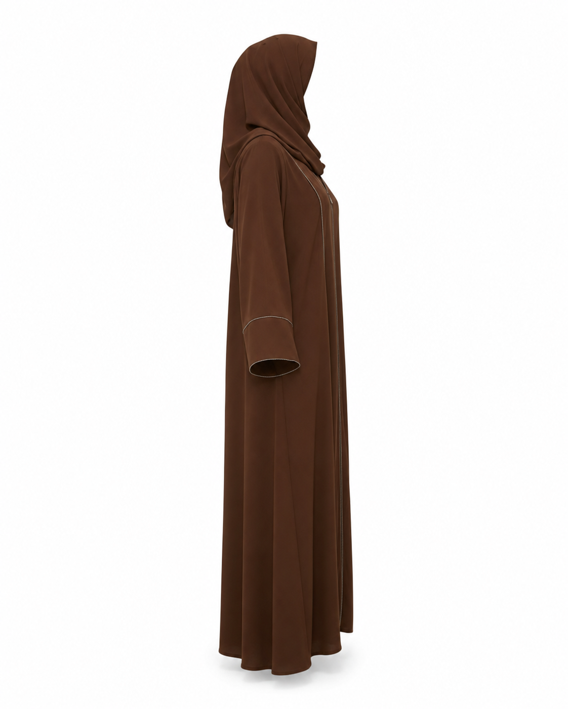 Zohroze Deep Cocoa Panel Abaya