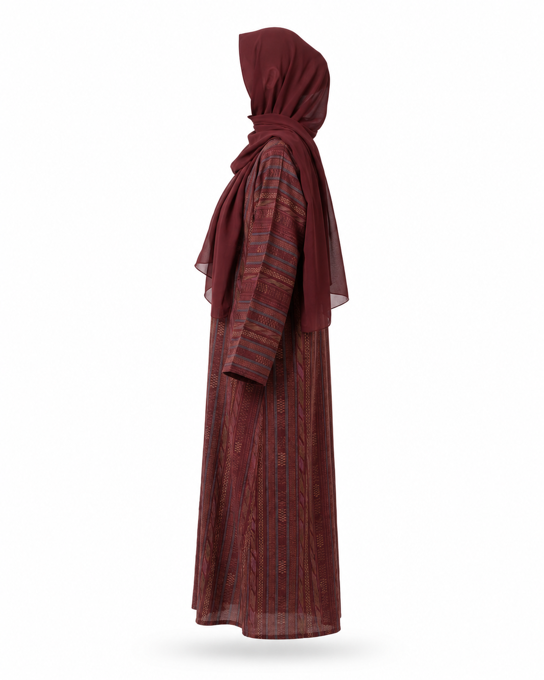 Zohroze Crimson Printed Cotton Abaya