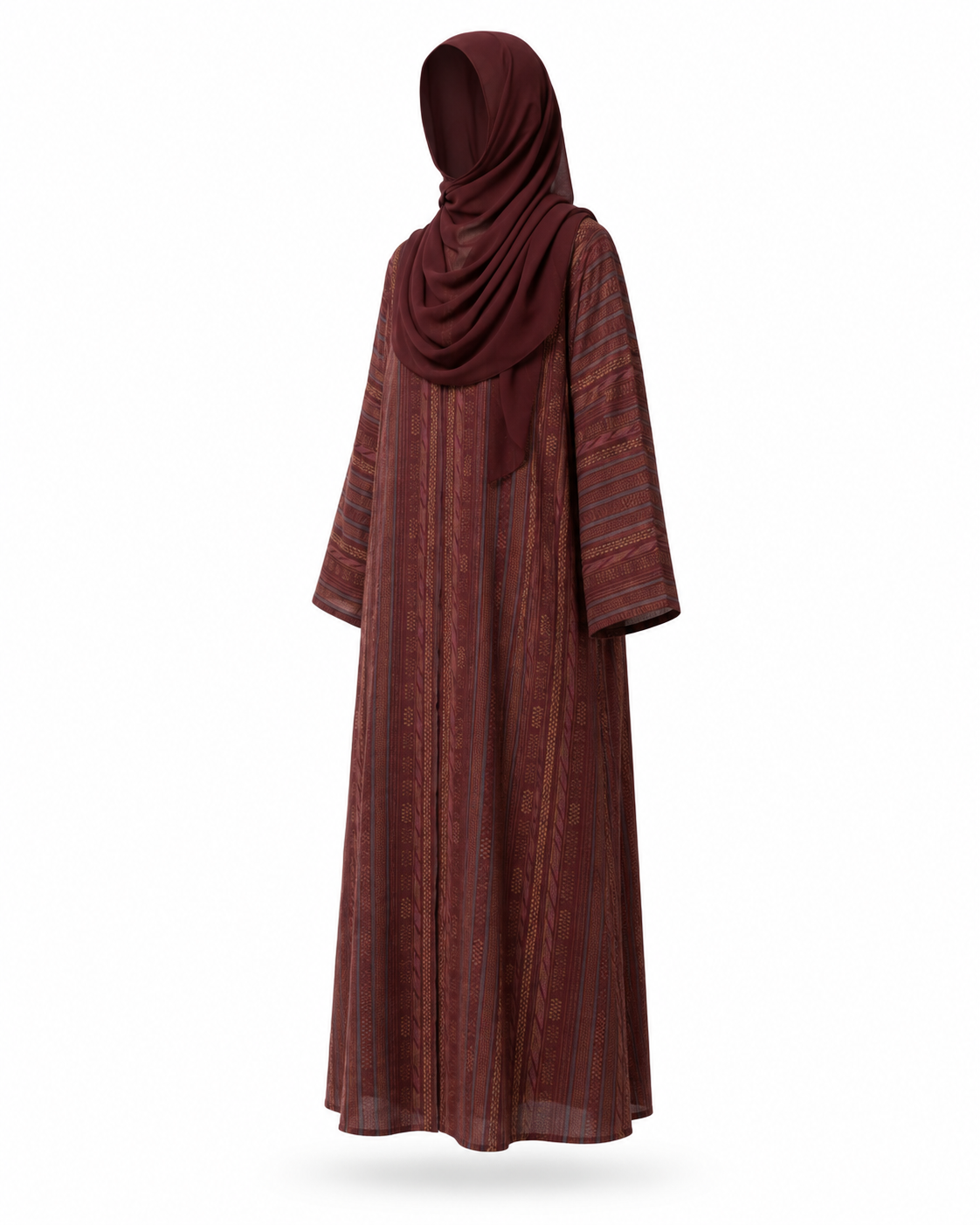 Zohroze Crimson Printed Cotton Abaya