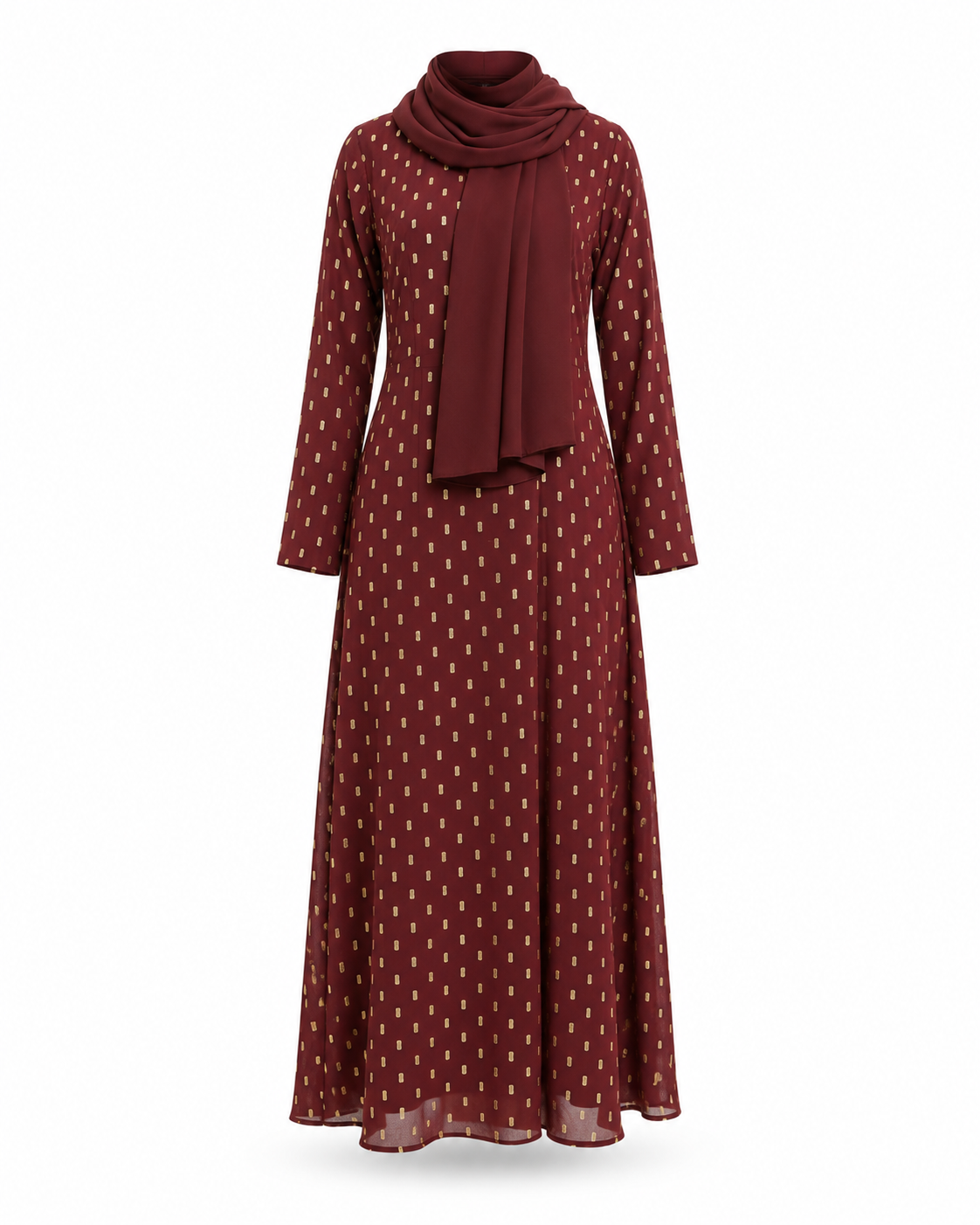 Zohroze Maroon Foil Polka Dot Abaya