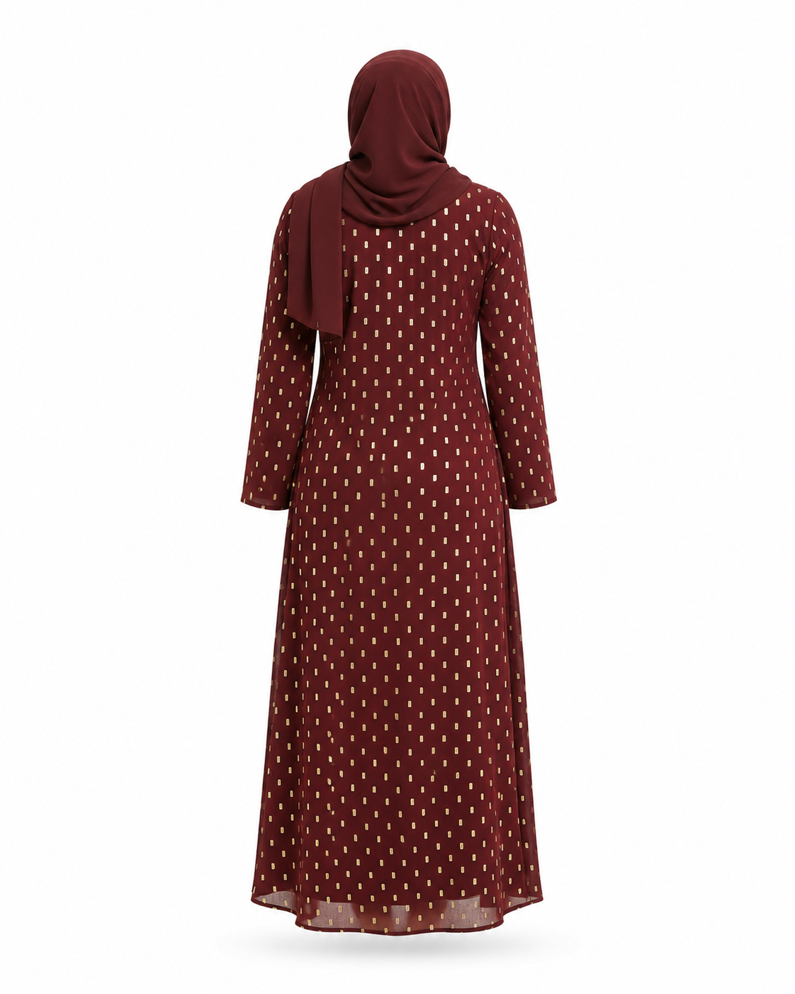 Zohroze Maroon Foil Polka Dot Abaya