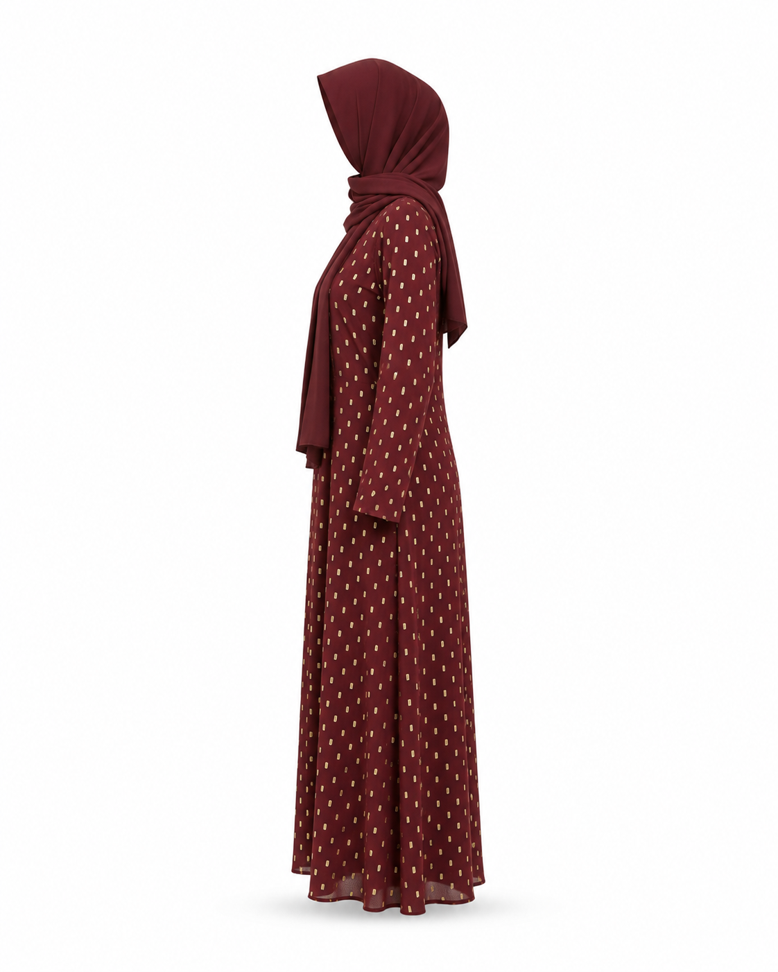 Zohroze Maroon Foil Polka Dot Abaya