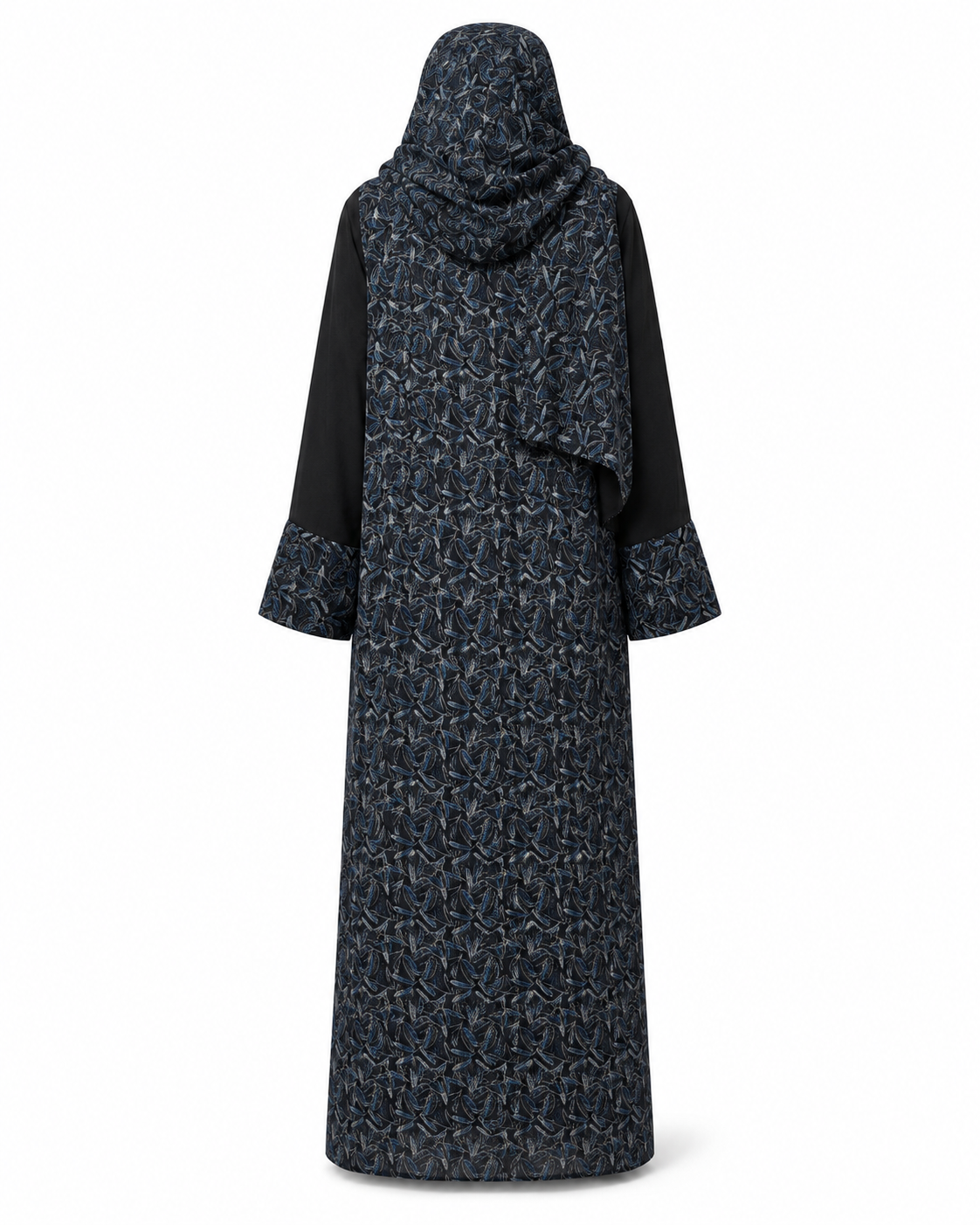 Zohroze Black & Blue Pashmina Print Nida Abaya
