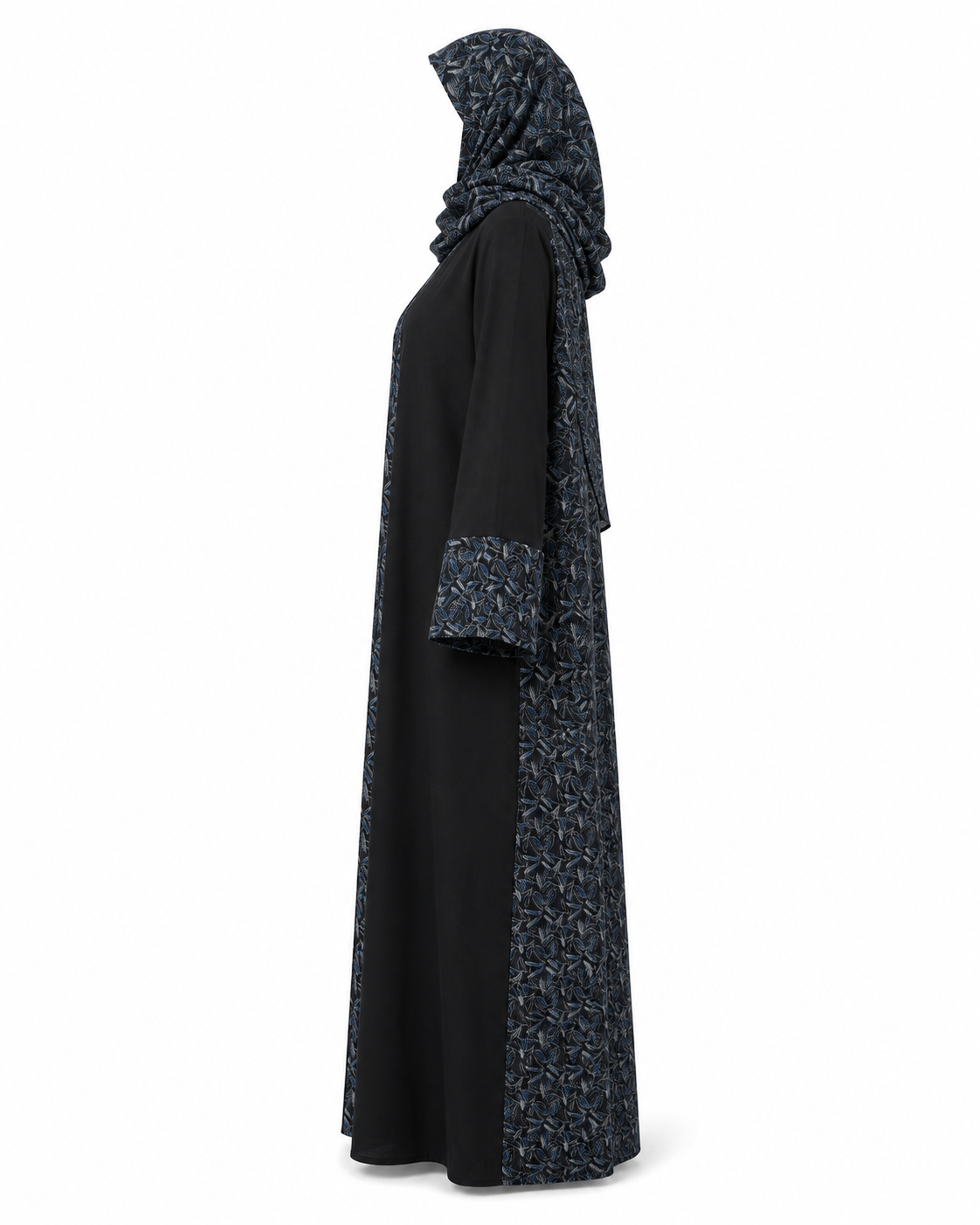 Zohroze Black & Blue Pashmina Print Nida Abaya