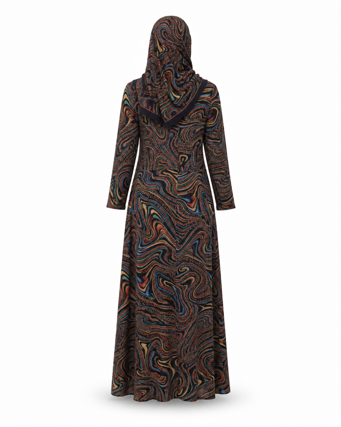 Zohroze Azure Blue Swirl Print Kimono Abaya