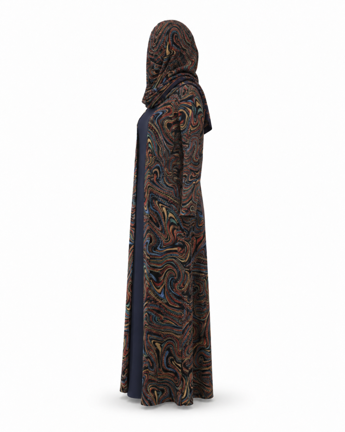 Zohroze Azure Blue Swirl Print Kimono Abaya