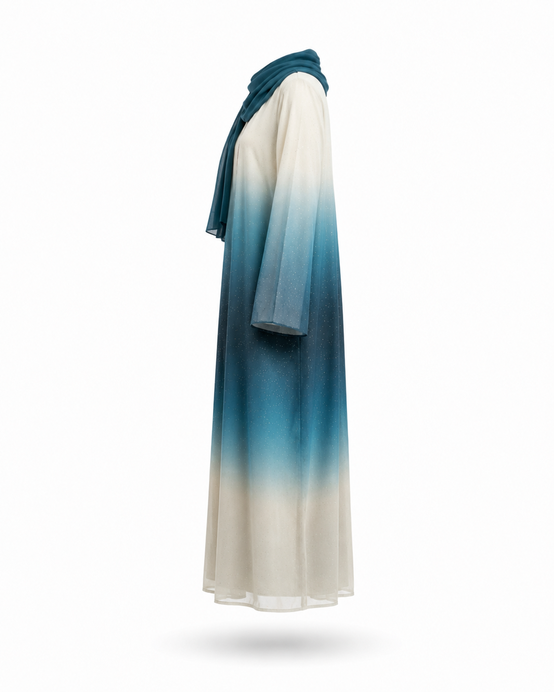 Zohroze Azure Teal Ombre Shimmer Abaya