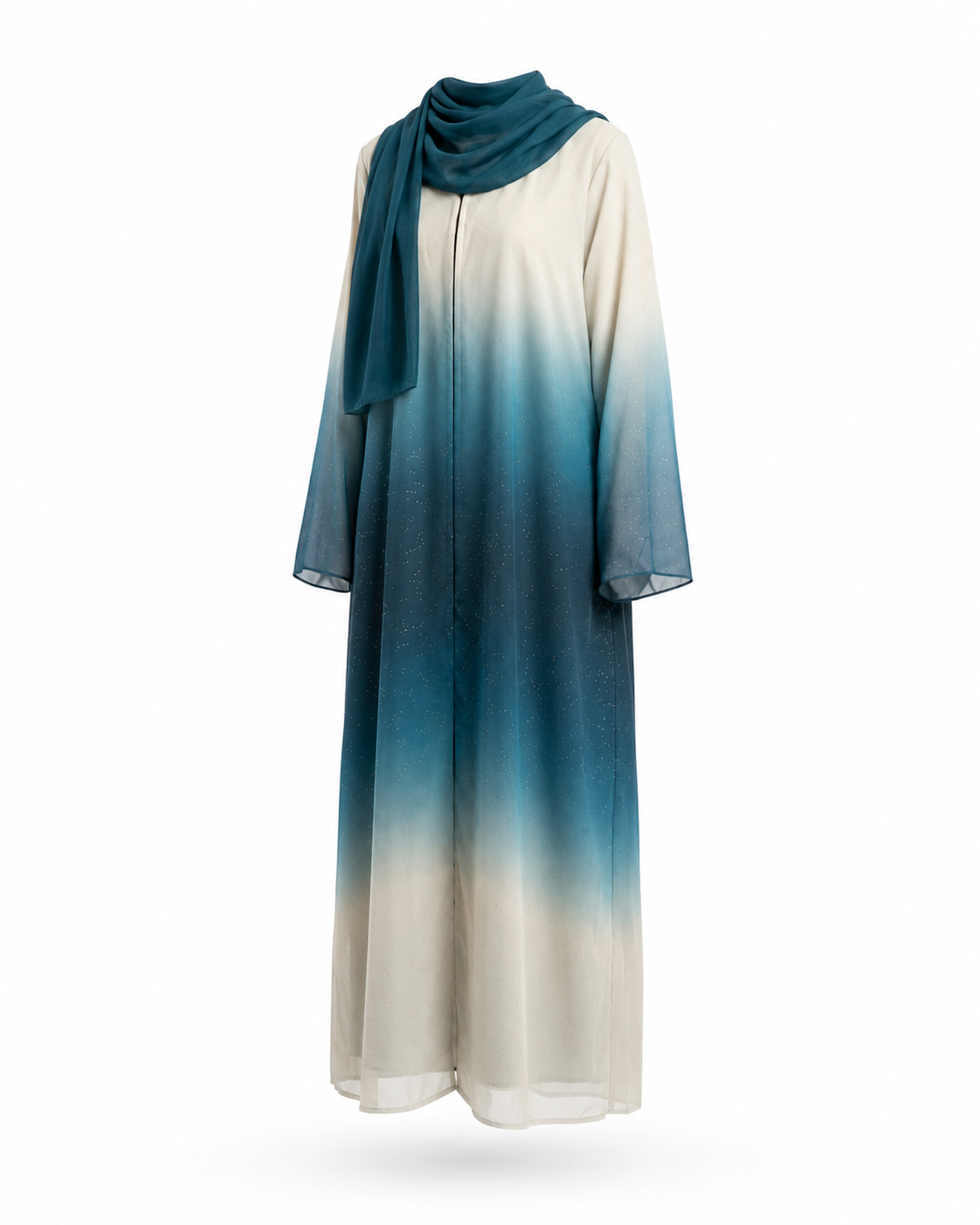 Zohroze Azure Teal Ombre Shimmer Abaya