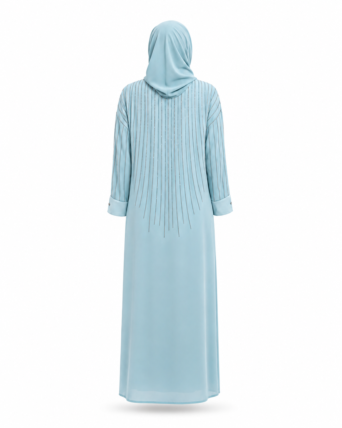 Zohroze Aqua Blue Chiffon Butterfly Abaya