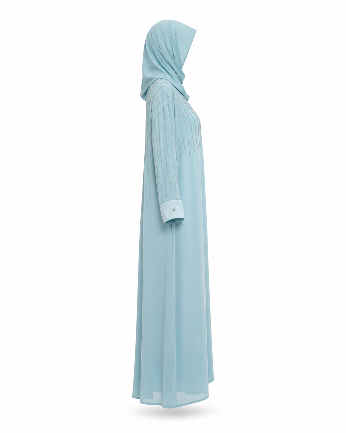 Zohroze Aqua Blue Chiffon Butterfly Abaya