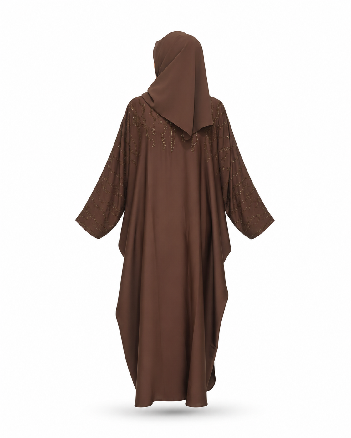 Zohroze Brown Satin Butterfly Abaya