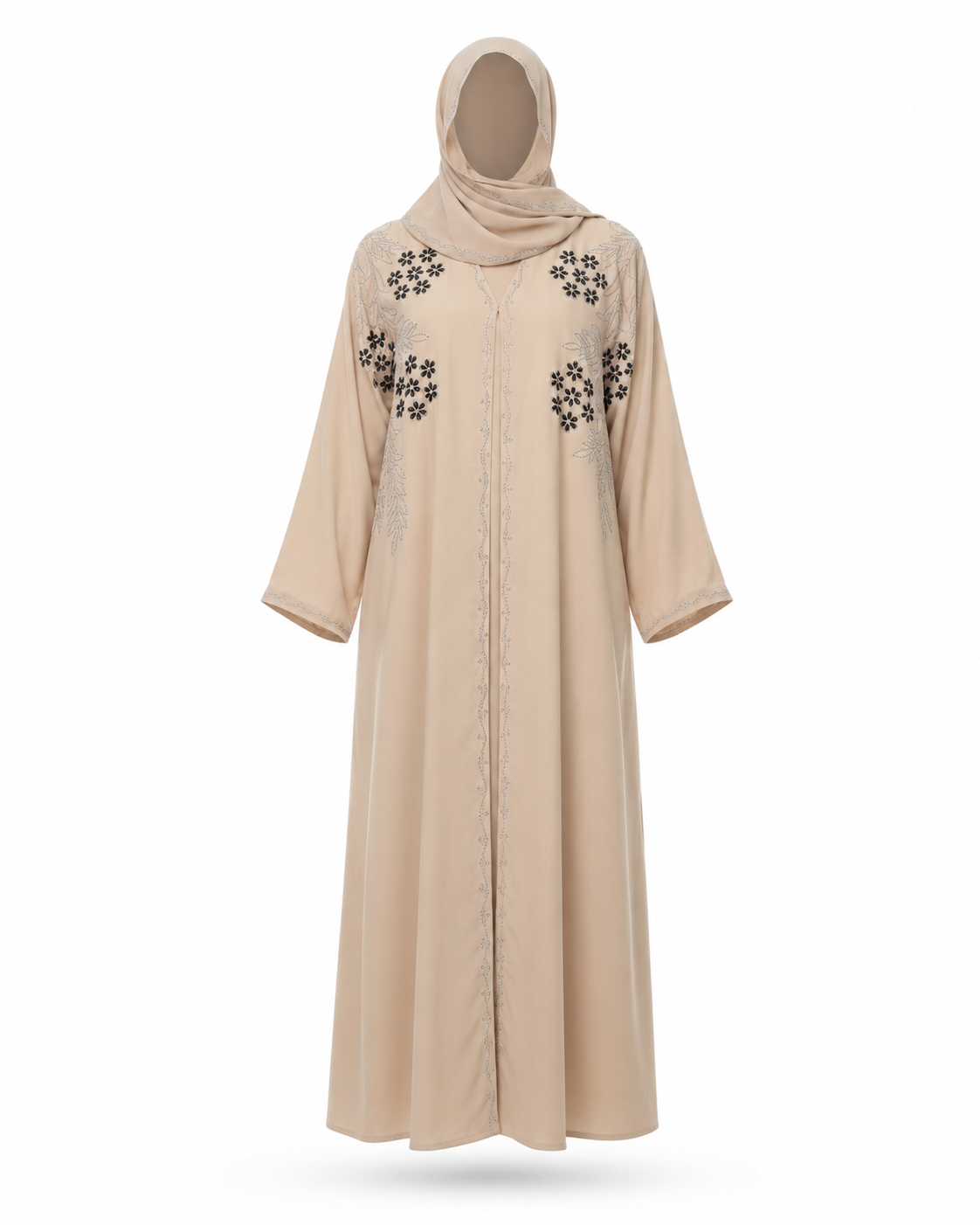 Zohroze Premium Embroidered Beige Abaya