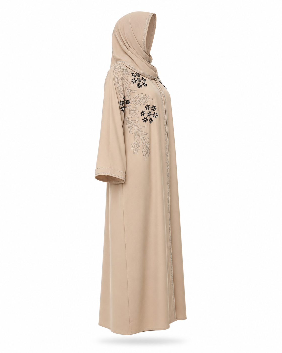 Zohroze Premium Embroidered Beige Abaya
