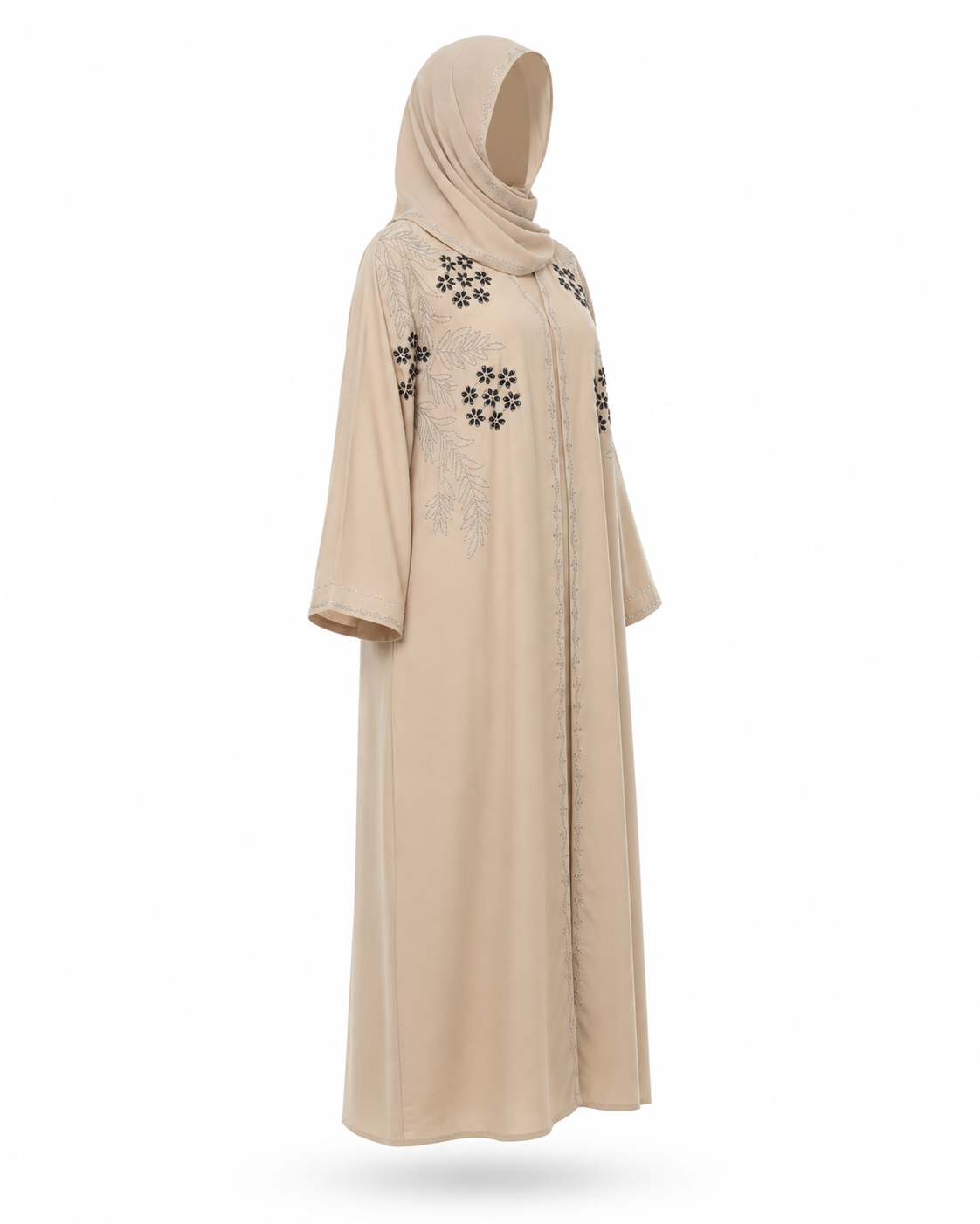 Zohroze Premium Embroidered Beige Abaya