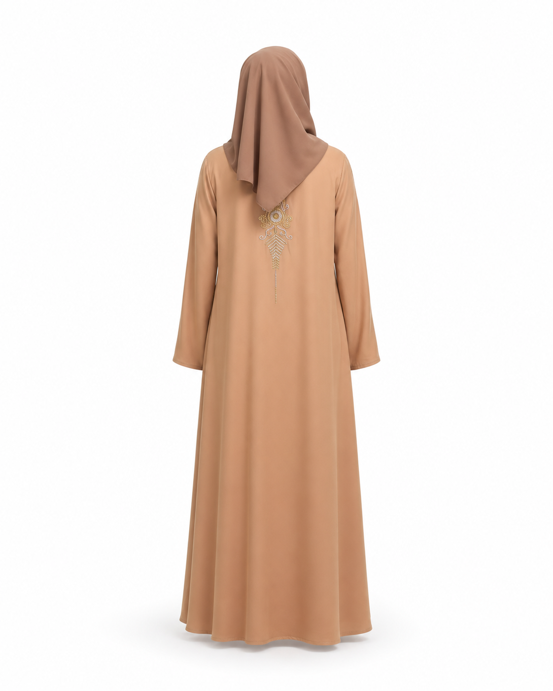 Zohroze Peachy Pink Embroidered Open Abaya