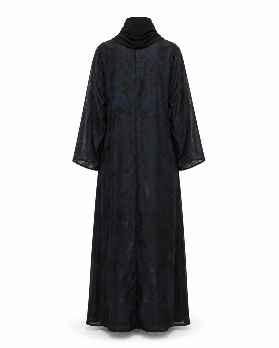Zohroze Navy & Charcoal Marble Print Open Abaya