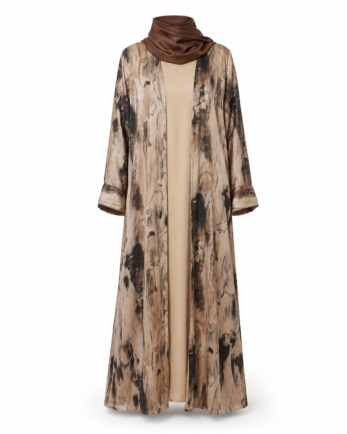 Zohroze Sandstone Marble Satin Kimono Abaya