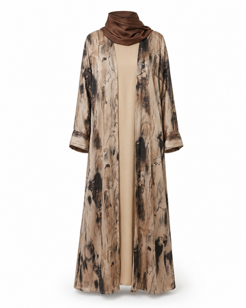 Zohroze Sandstone Marble Satin Kimono Abaya