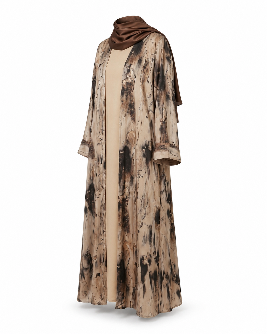 Zohroze Sandstone Marble Satin Kimono Abaya