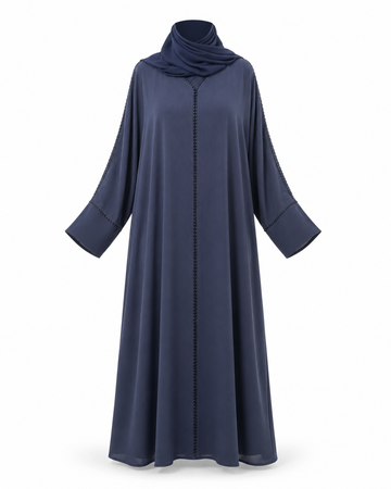 Zohroze Midnight Navy Beaded Wrap Abaya