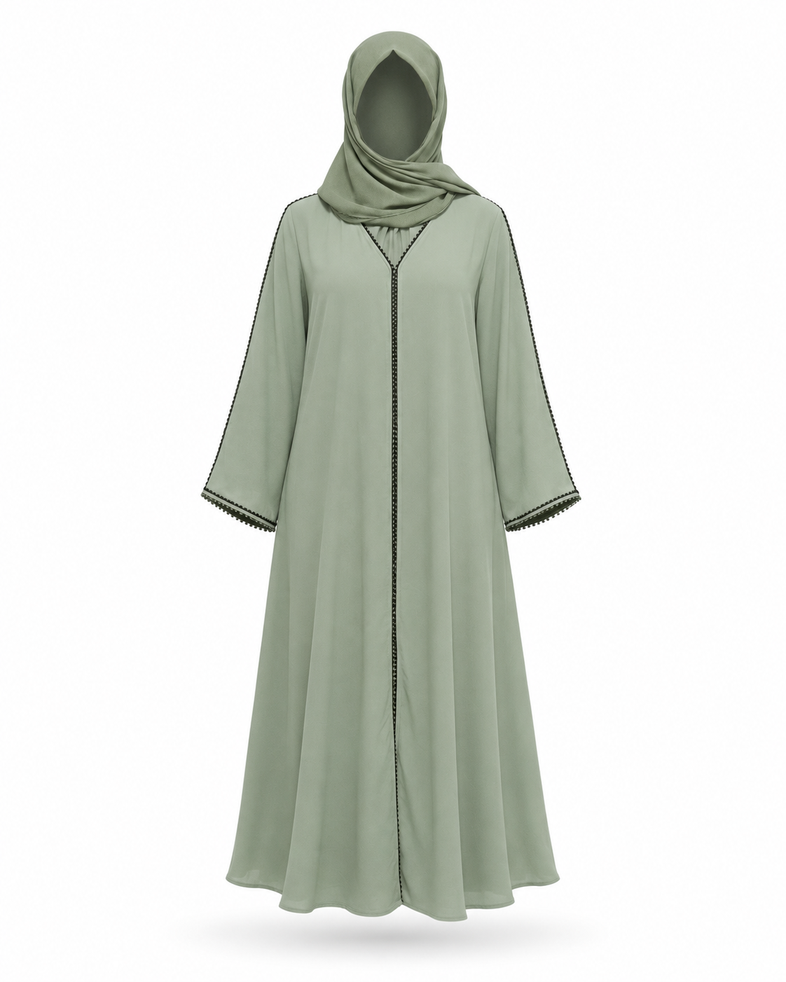 Zohroze Sage Serenity Minimalist Trim Abaya