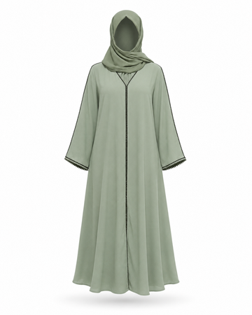 Zohroze Sage Serenity Minimalist Trim Abaya