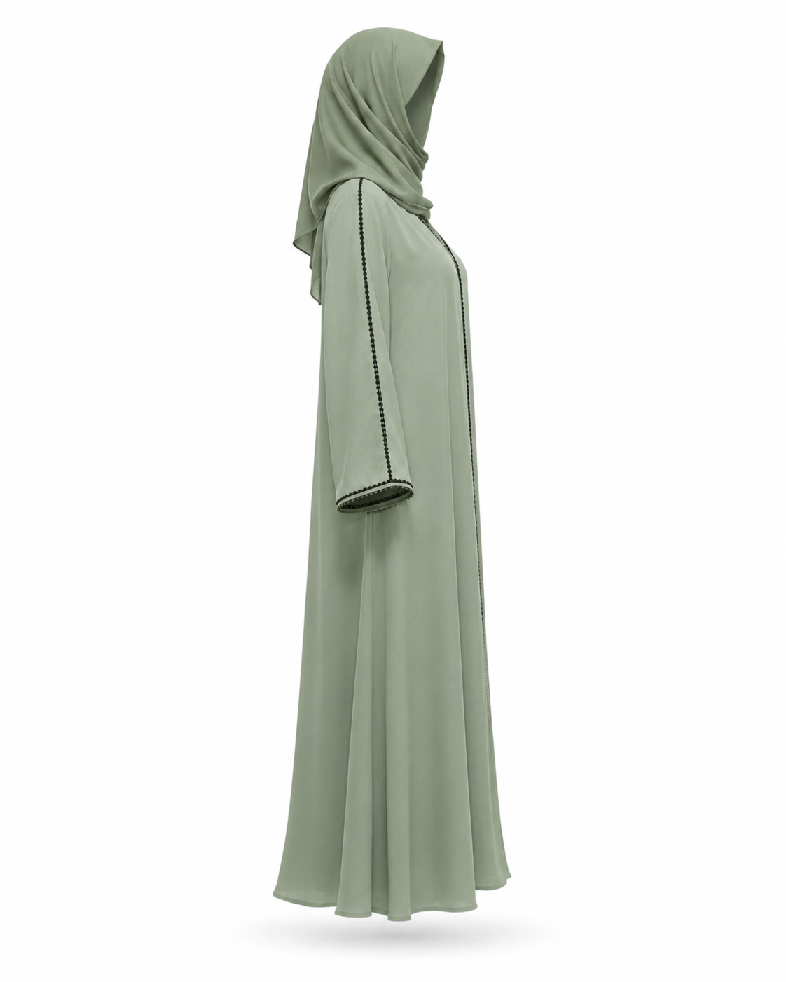 Zohroze Sage Serenity Minimalist Trim Abaya