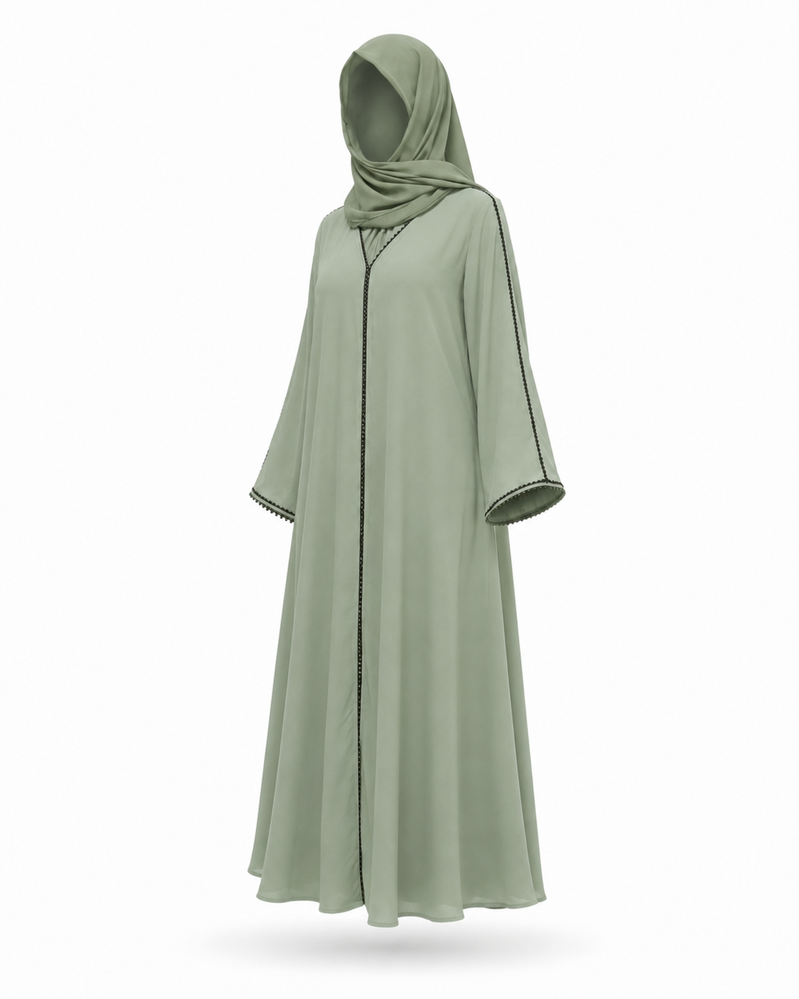 Zohroze Sage Serenity Minimalist Trim Abaya