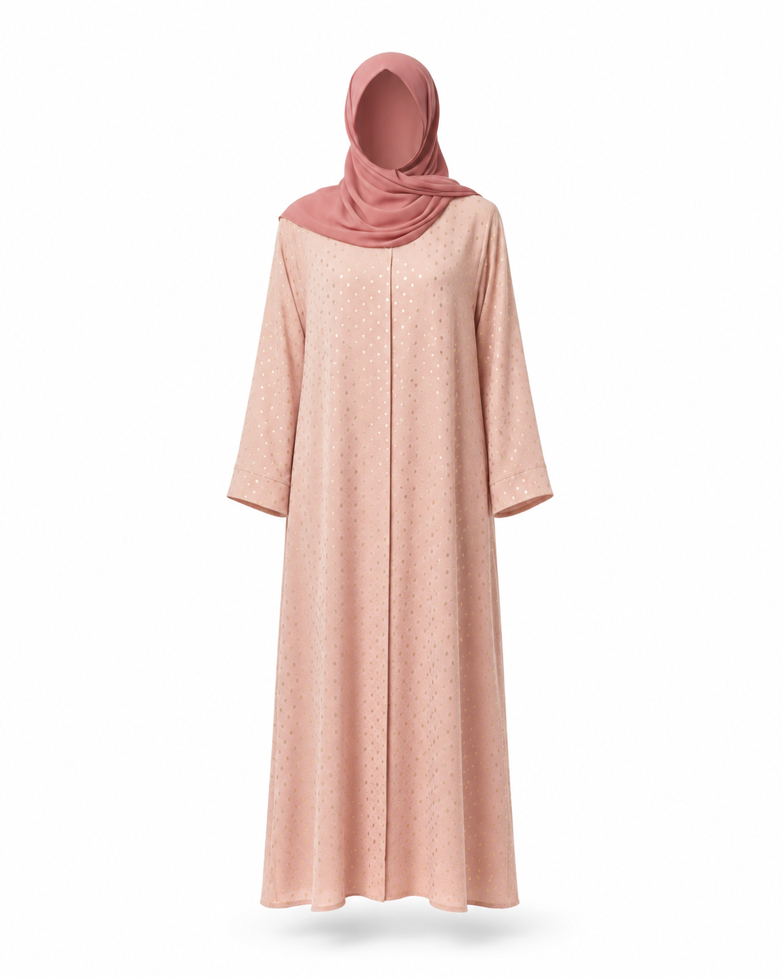 Zohroze Rose Gold Polka Dot Pink Abaya