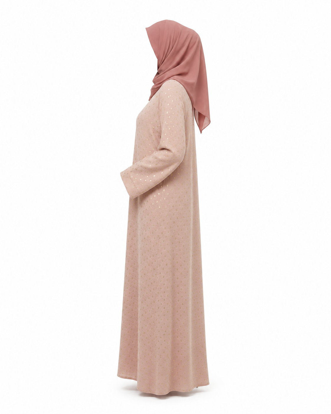 Zohroze Rose Gold Polka Dot Pink Abaya