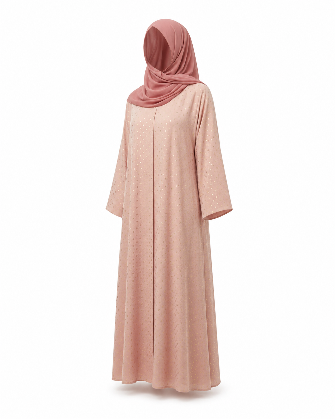Zohroze Rose Gold Polka Dot Pink Abaya