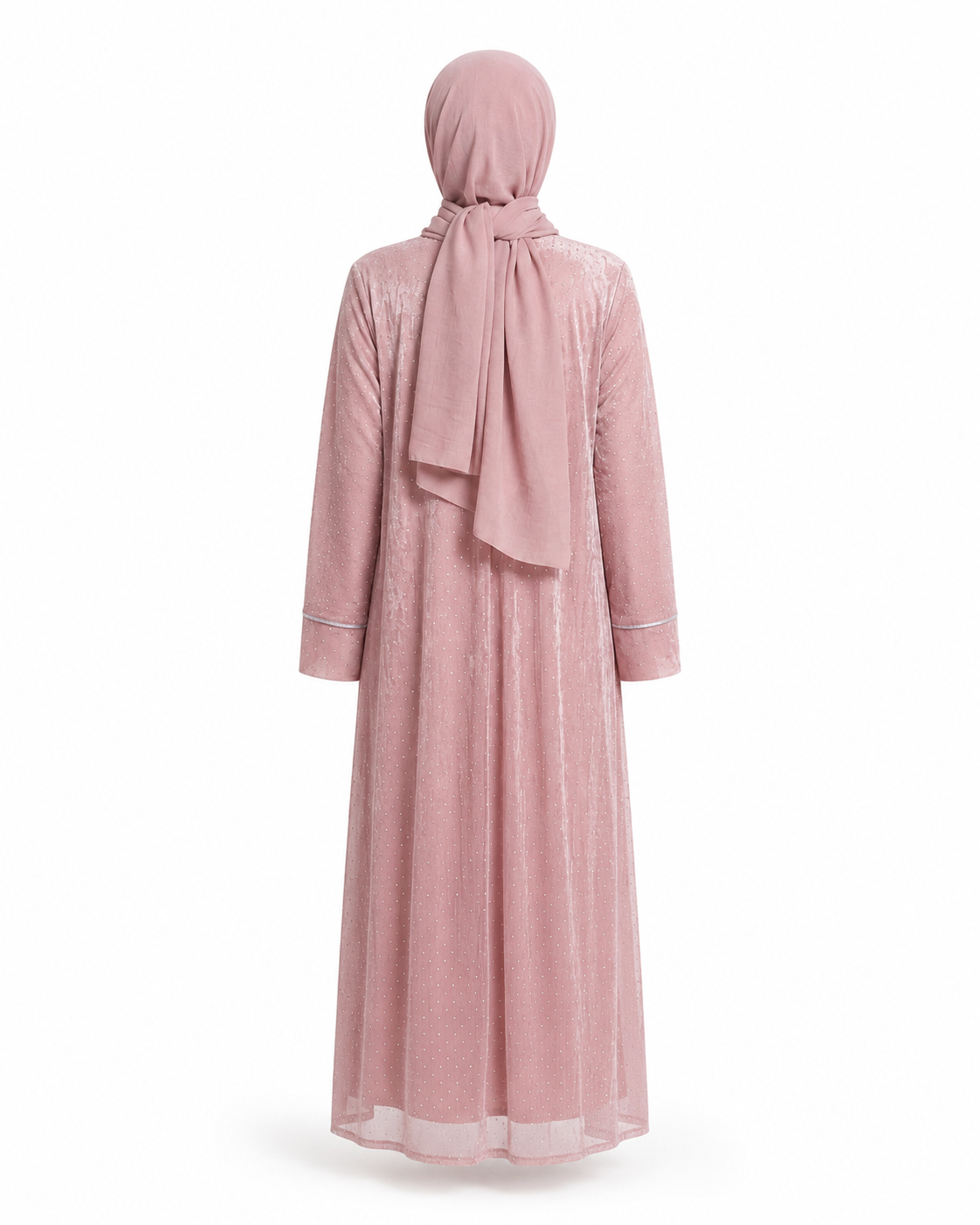Zohroze Rose Dust Embellished Kimono Abaya