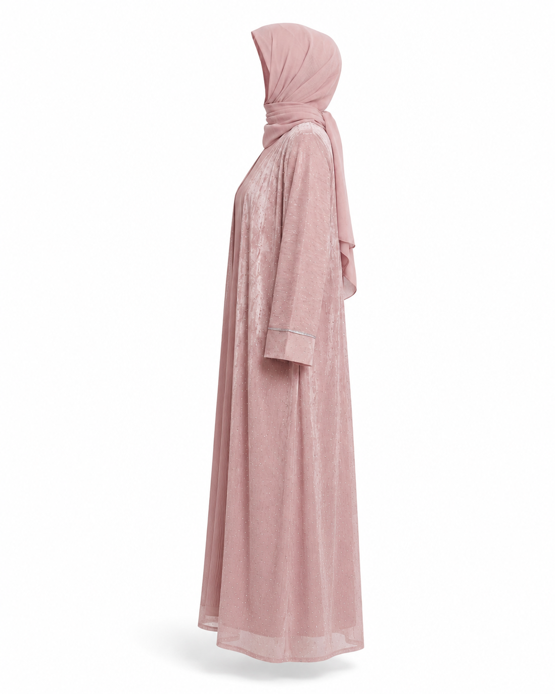 Zohroze Rose Dust Embellished Kimono Abaya