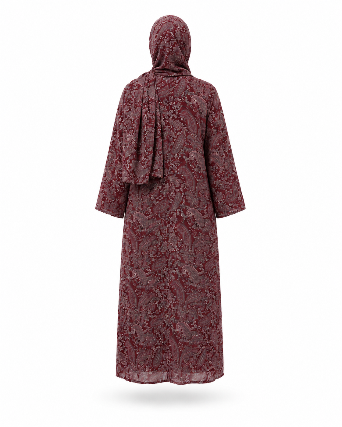 Zohroze Regal Bordeaux Paisley Kimono Abaya