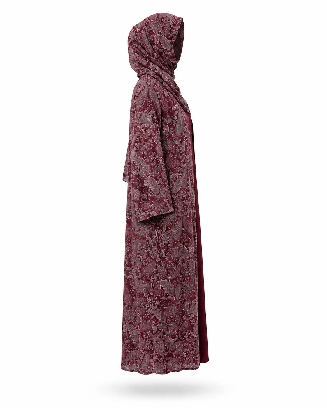 Zohroze Regal Bordeaux Paisley Kimono Abaya