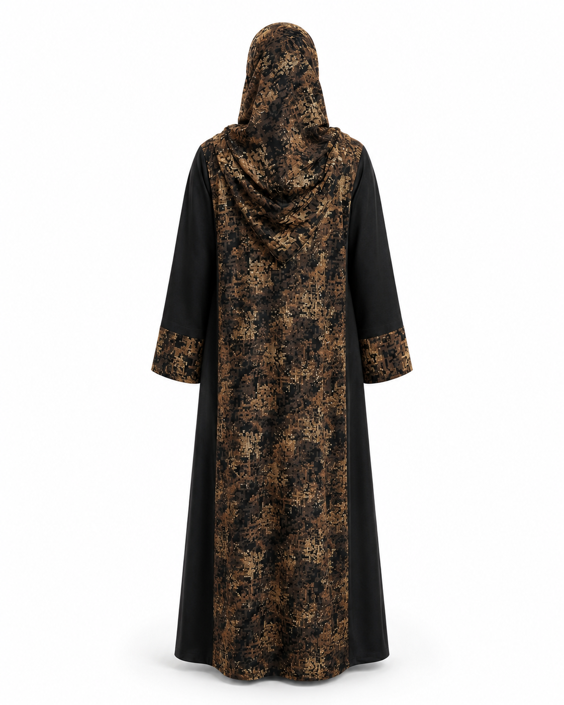Zohroze Black & Brown Pashmina Print Nida Abaya