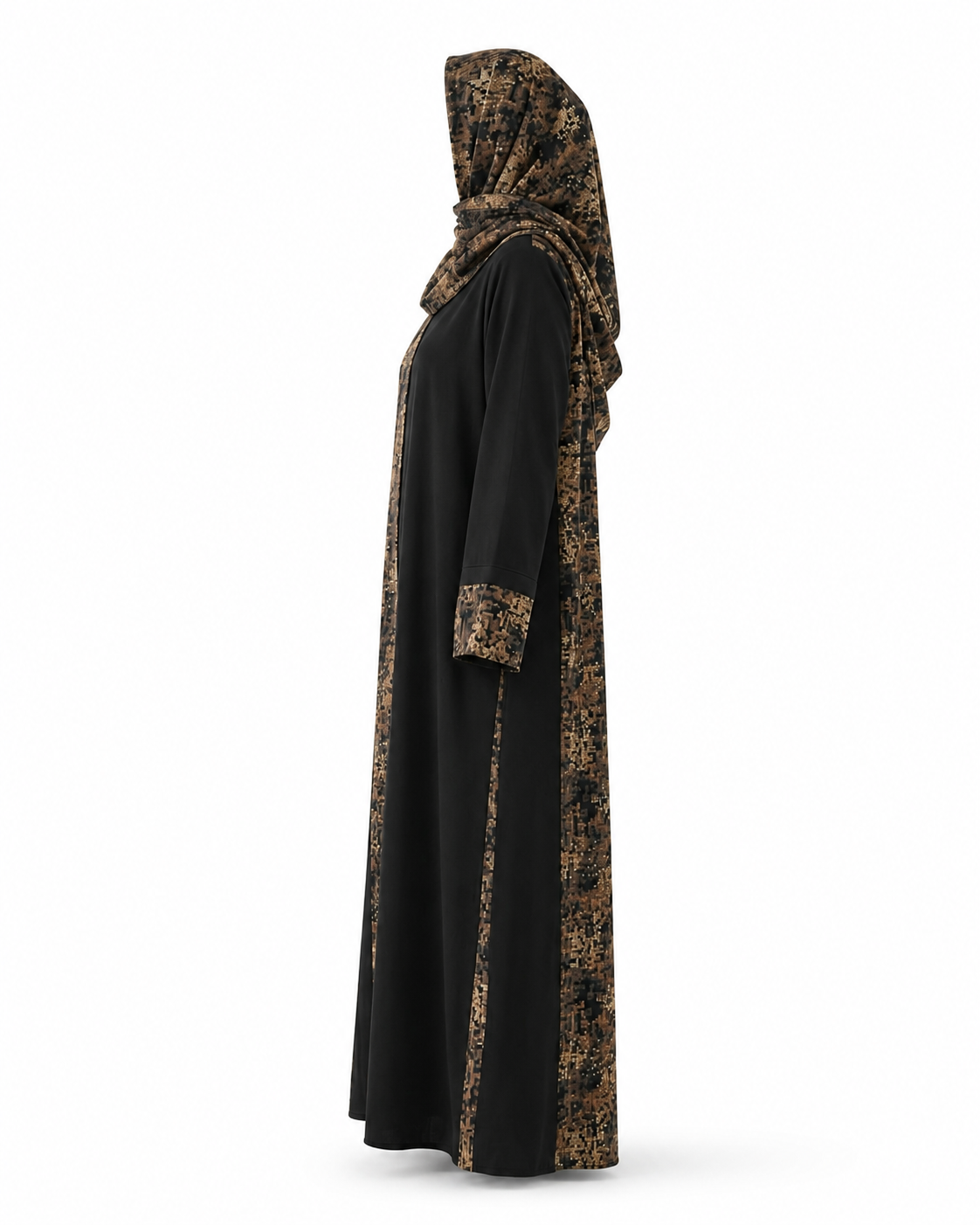 Zohroze Black & Brown Pashmina Print Nida Abaya