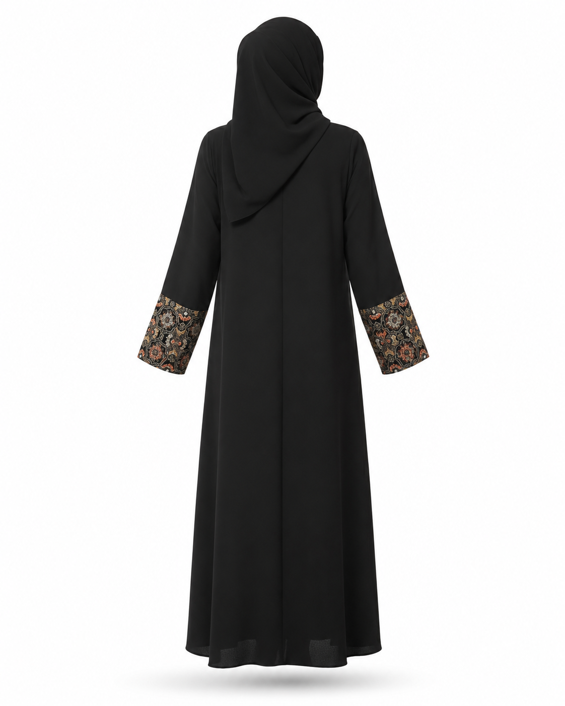 Zohroze Onyx Black Nida Abaya with Gold Baroque Embroidery