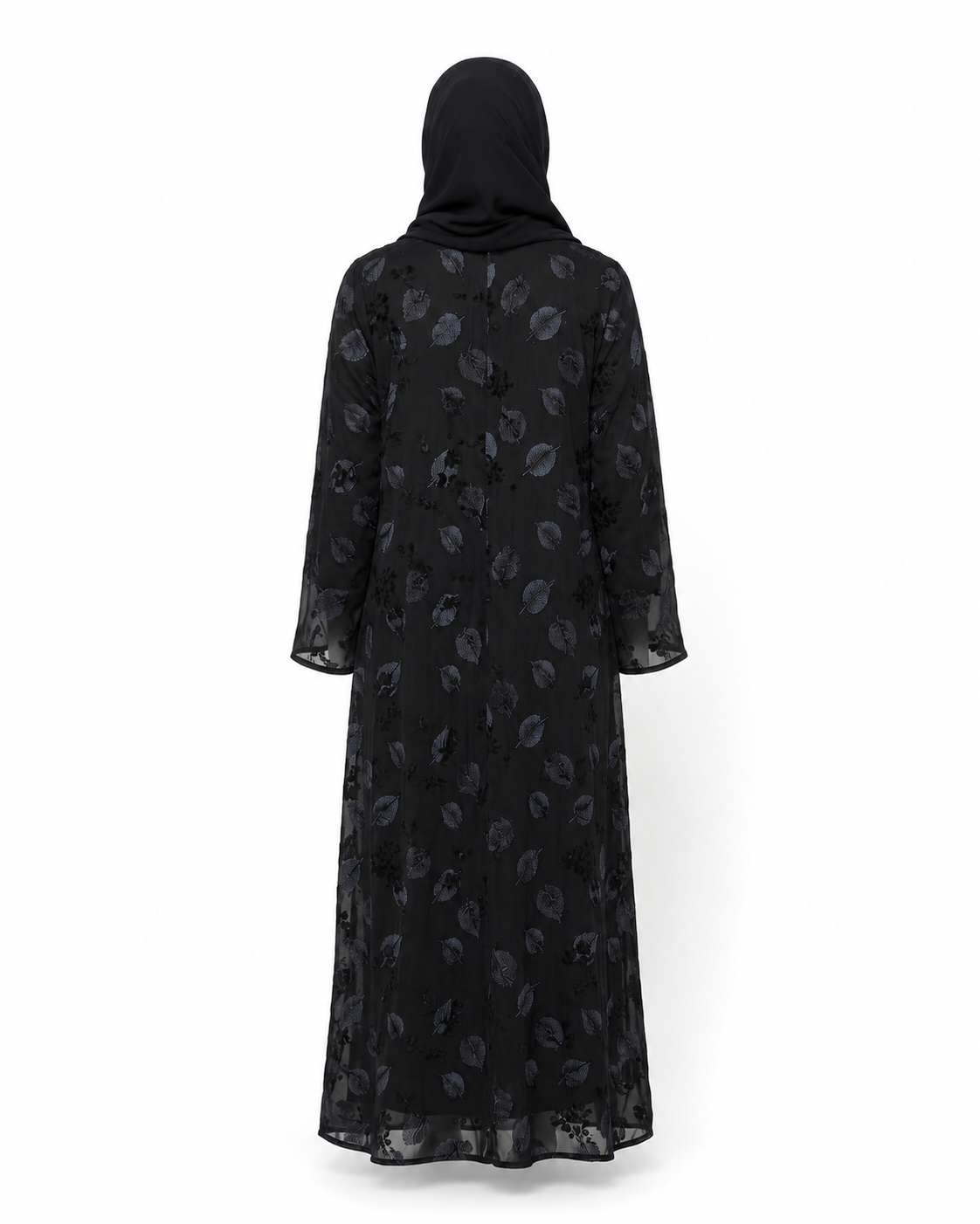 Zohroze Midnight Foliage Embroidered Abaya Set