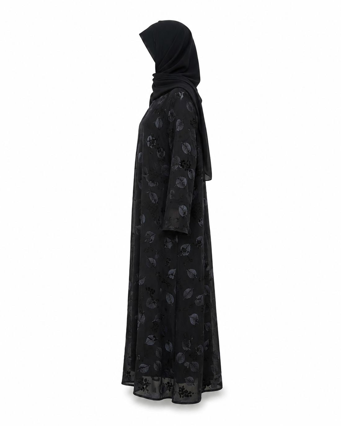 Zohroze Midnight Foliage Embroidered Abaya Set