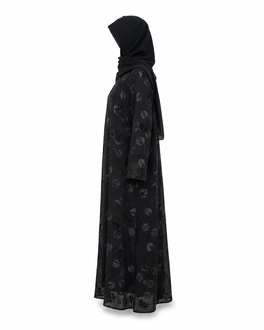 Zohroze Midnight Foliage Embroidered Abaya Set